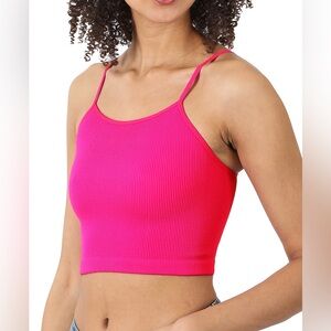 Neon hot pink daily ribbed crop cami (L/XL)
